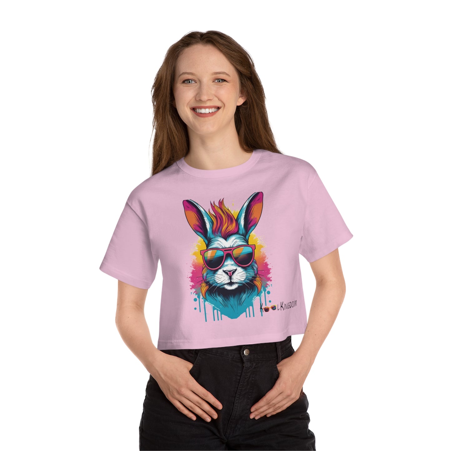 Cropped T-Shirt with Psychedelic Rabbit Design | Kool Kingdom Collection