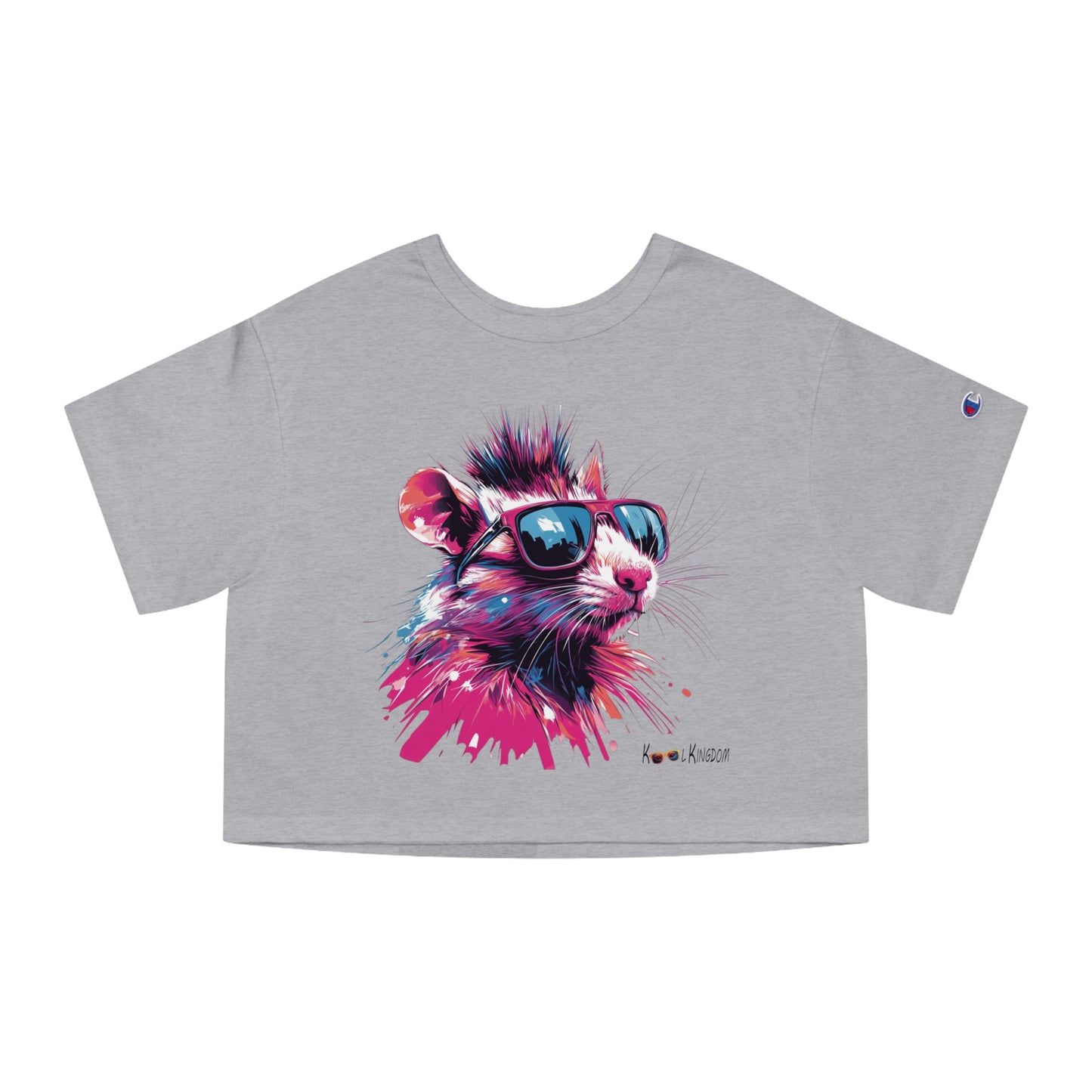 Cropped T-Shirt - Psychedelic Rat with Sunglasses