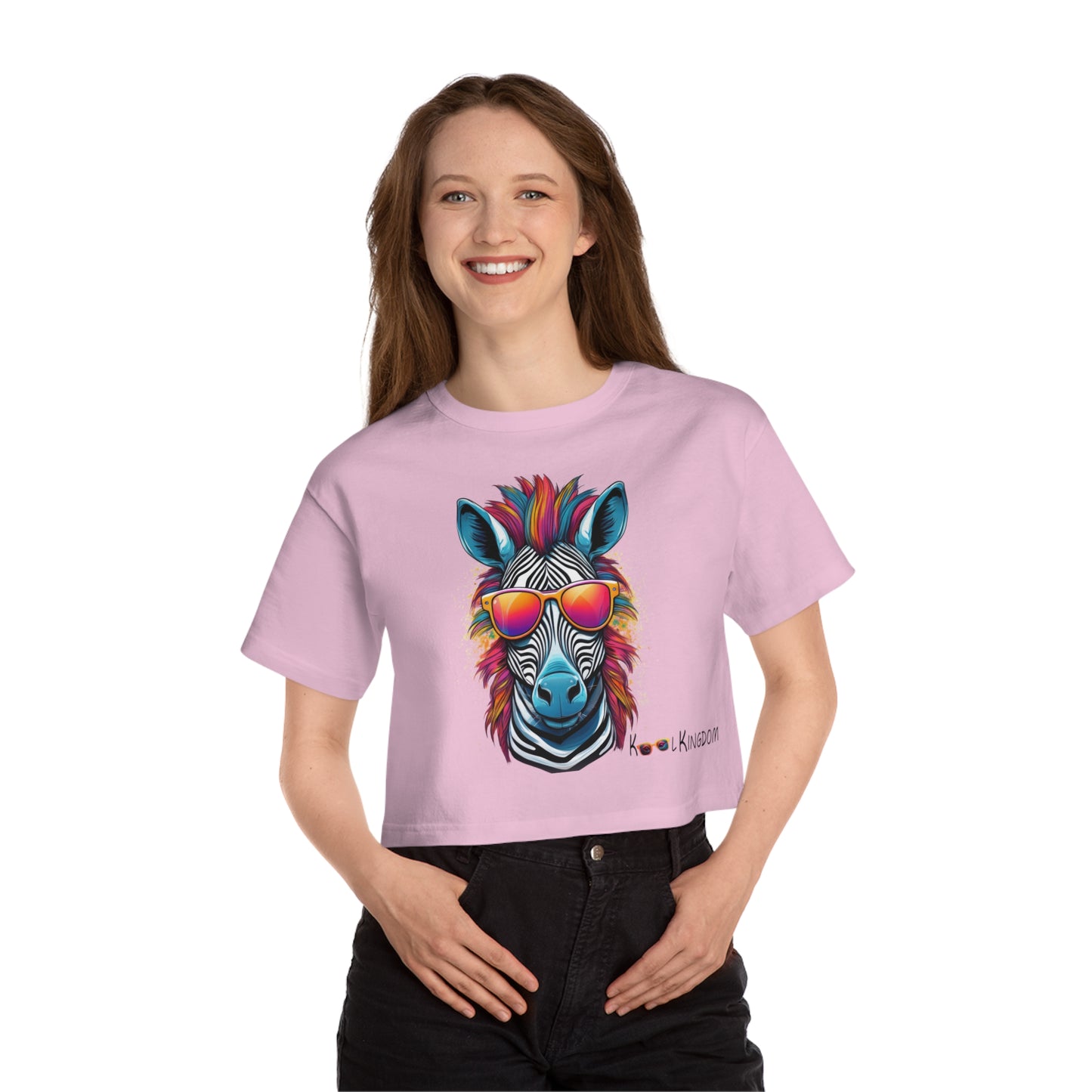 Cropped T-Shirt - Psychedelic Zebra with Sunglasses