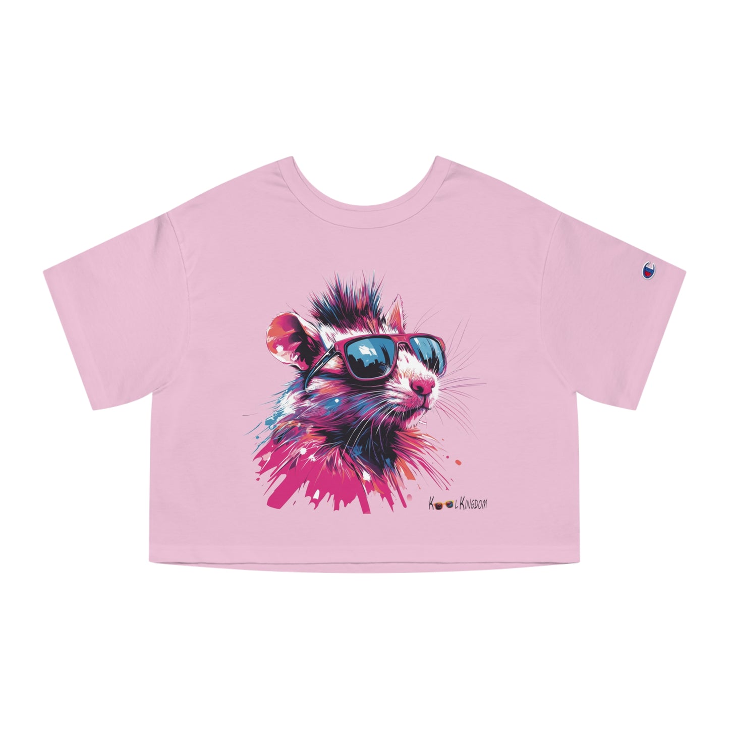 Cropped T-Shirt - Psychedelic Rat with Sunglasses
