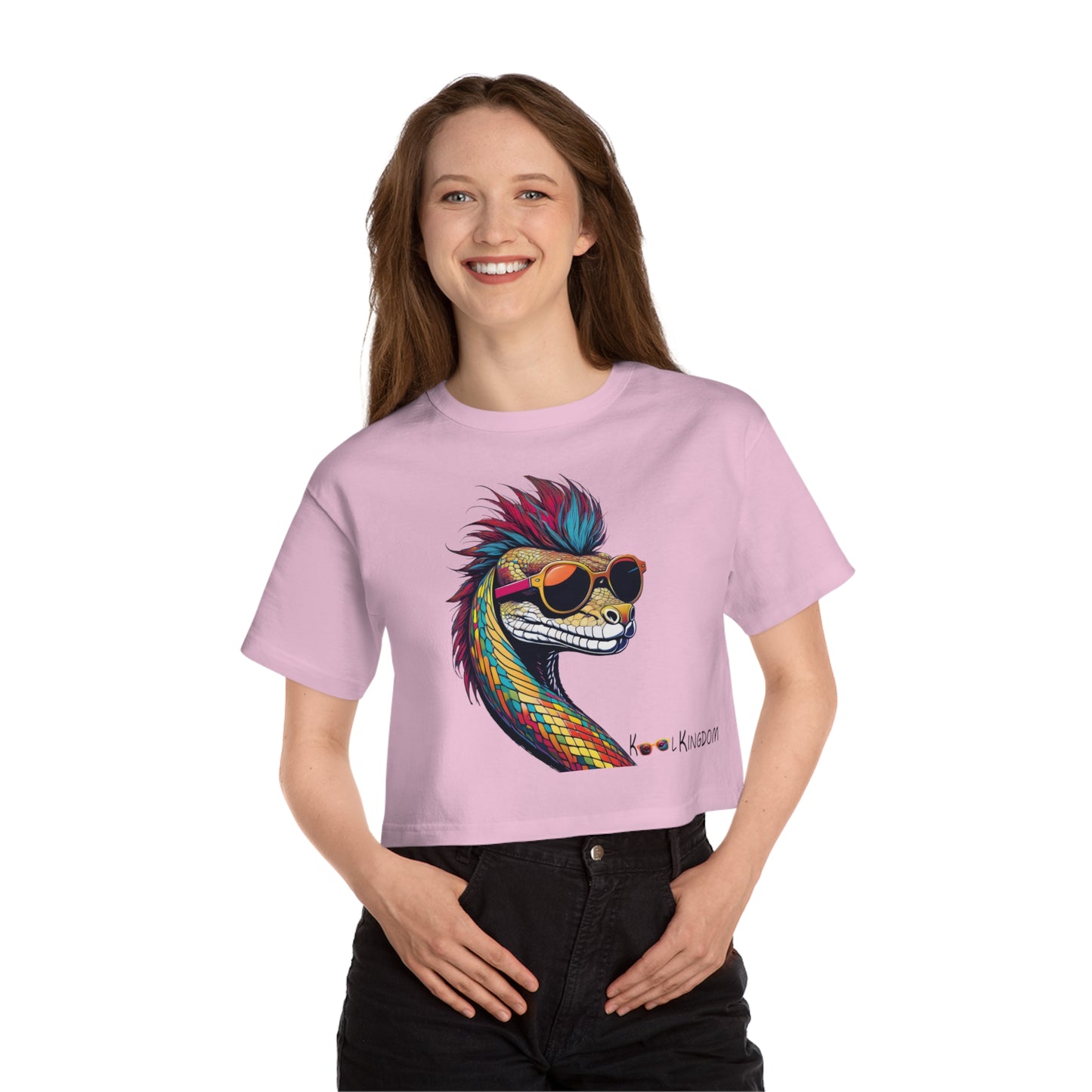 Cropped Tee - Psychedelic Snake with Sunglasses