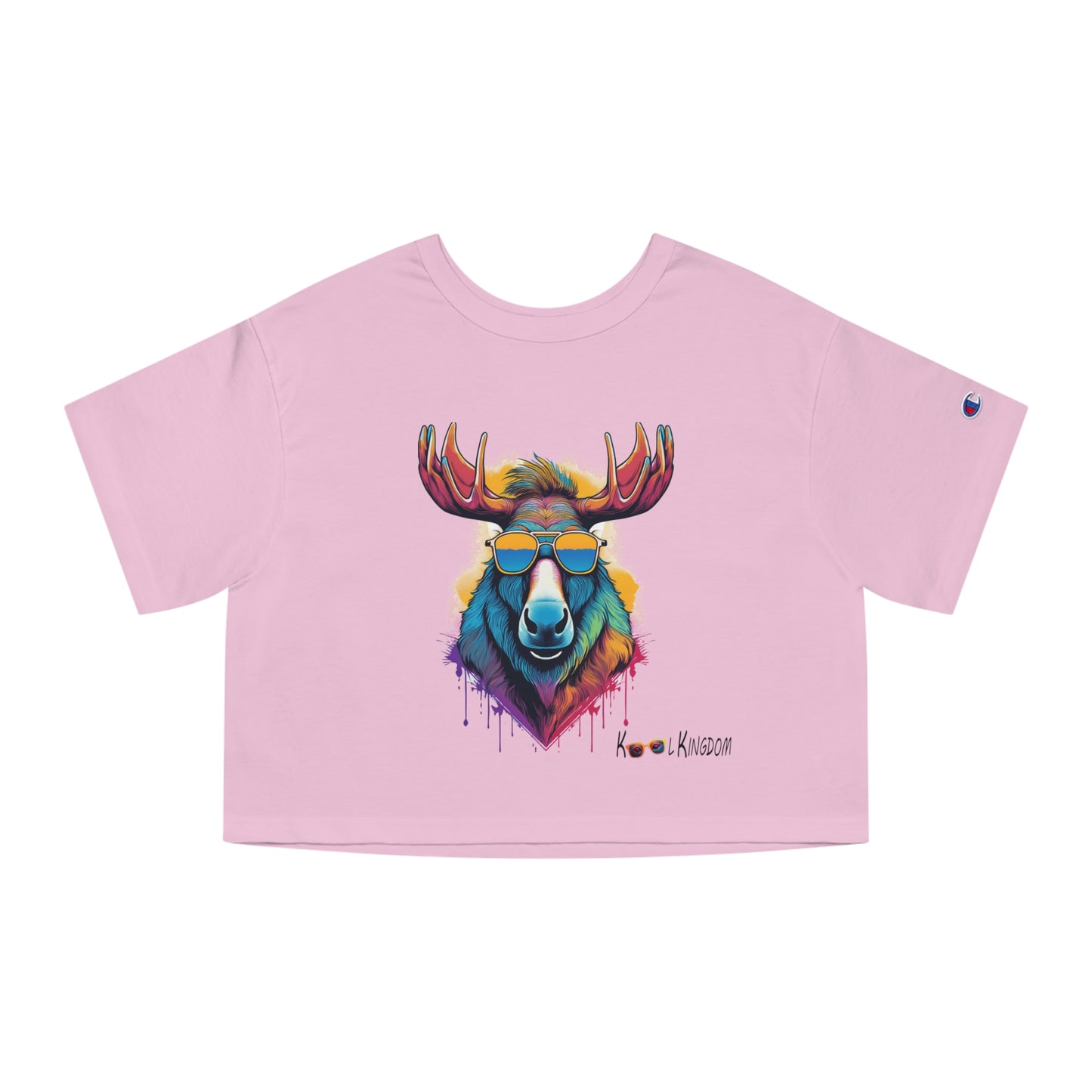 Cropped T-Shirt - Psychedelic Moose with Sunglasses