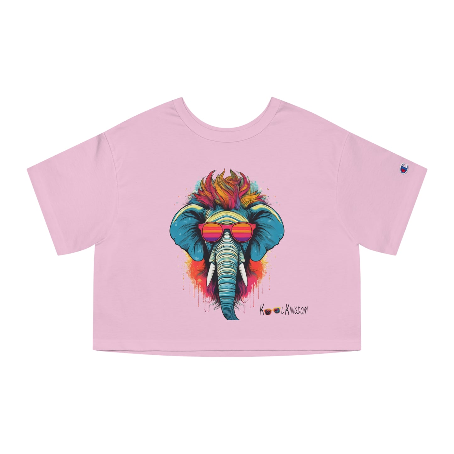 Cropped T-Shirt - Psychedelic Elephant with Sunglasses