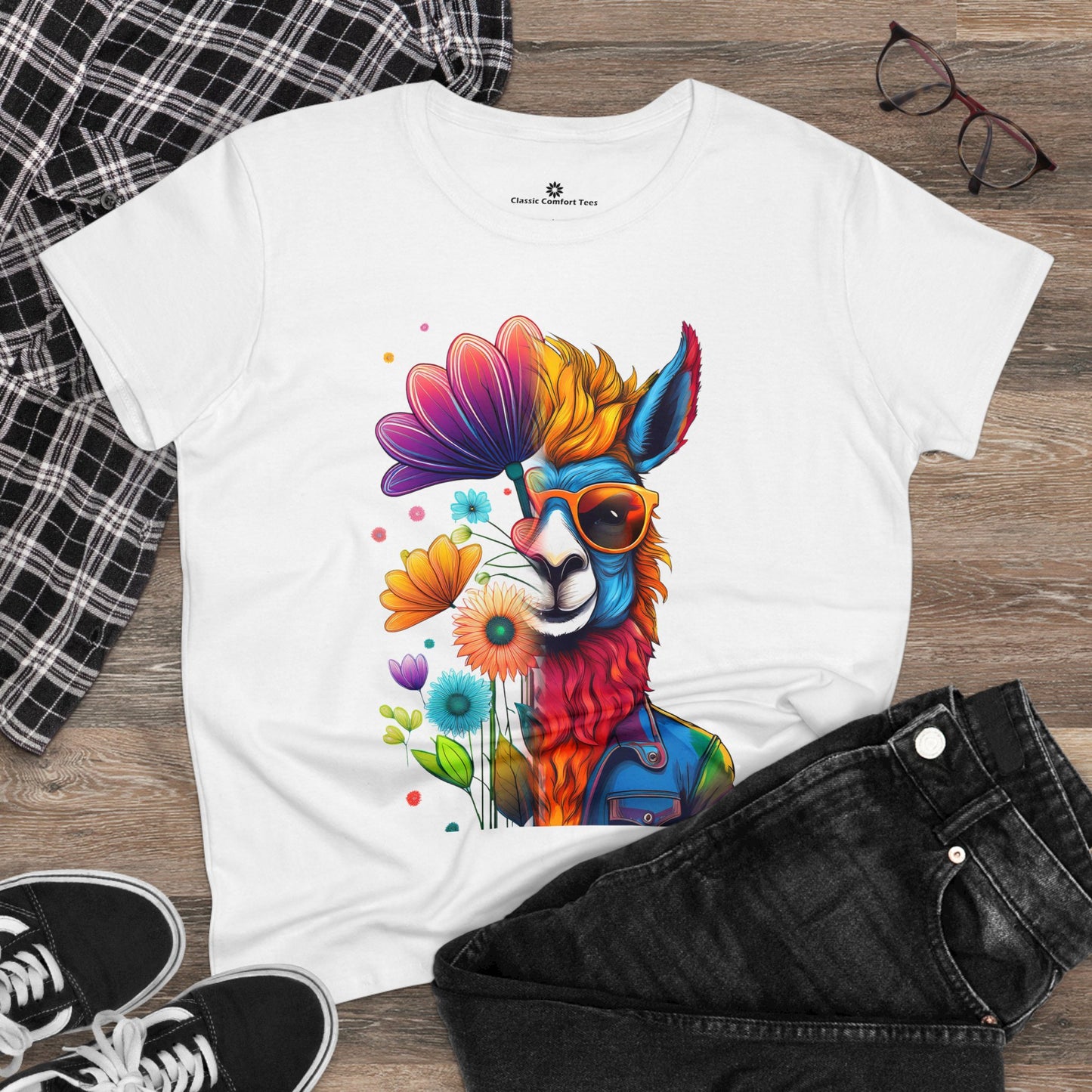 Women's T-Shirt - Kool Flower Llama