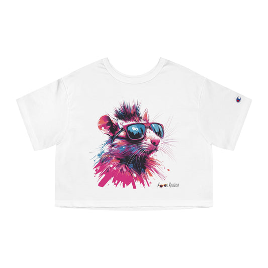 Cropped T-Shirt - Psychedelic Rat with Sunglasses