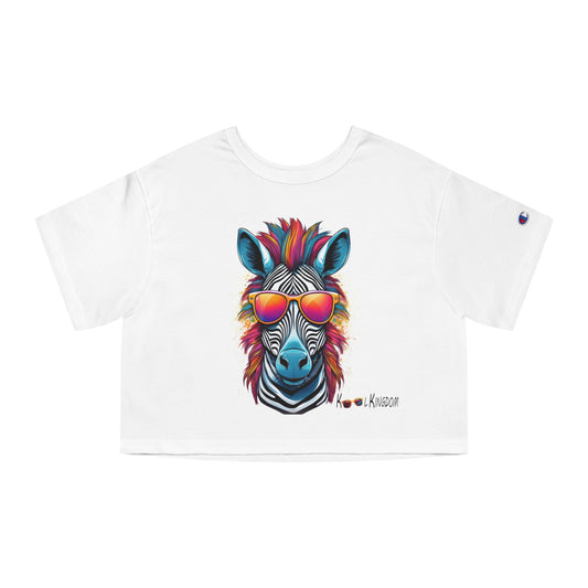 Cropped T-Shirt - Psychedelic Zebra with Sunglasses