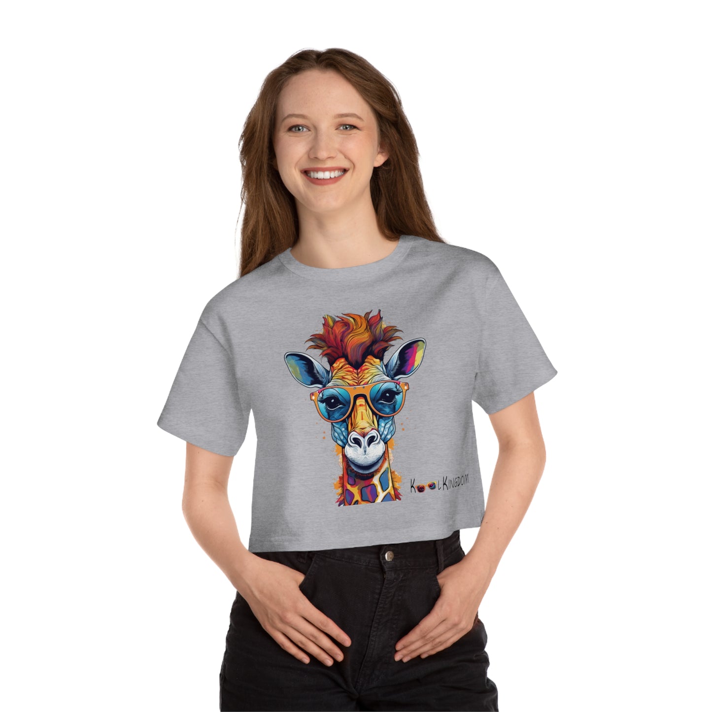 Cropped T-Shirt - Psychedelic Giraffe with Sunglasses