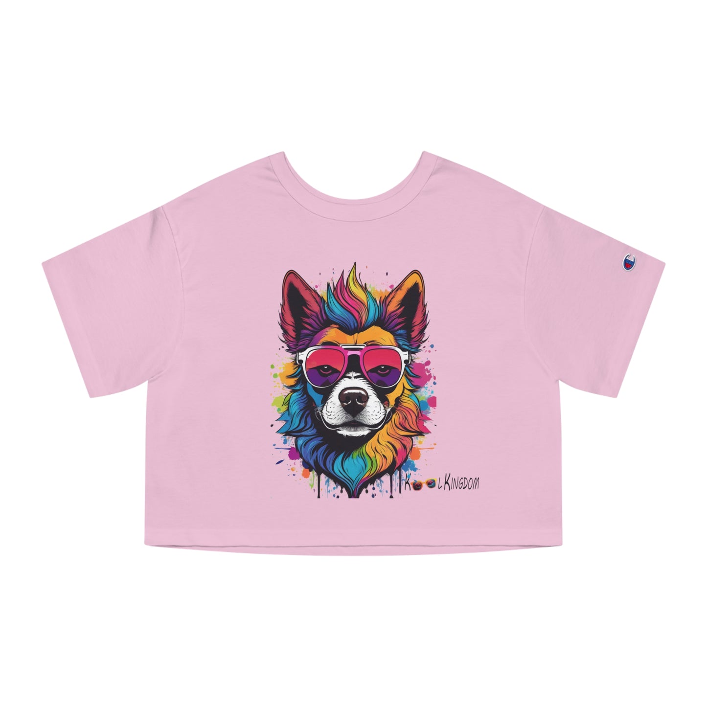 Cropped Tee - Psychedelic Dog with Sunglasses