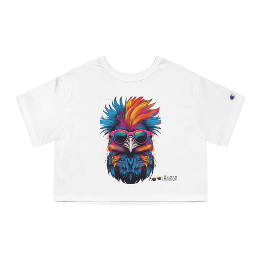 Cropped T-Shirt - Psychedelic Ostrich with Sunglasses