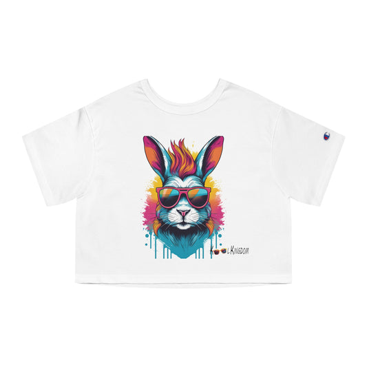 Cropped T-Shirt with Psychedelic Rabbit Design | Kool Kingdom Collection