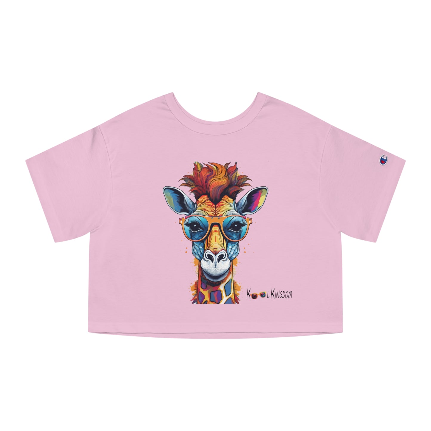 Cropped T-Shirt - Psychedelic Giraffe with Sunglasses