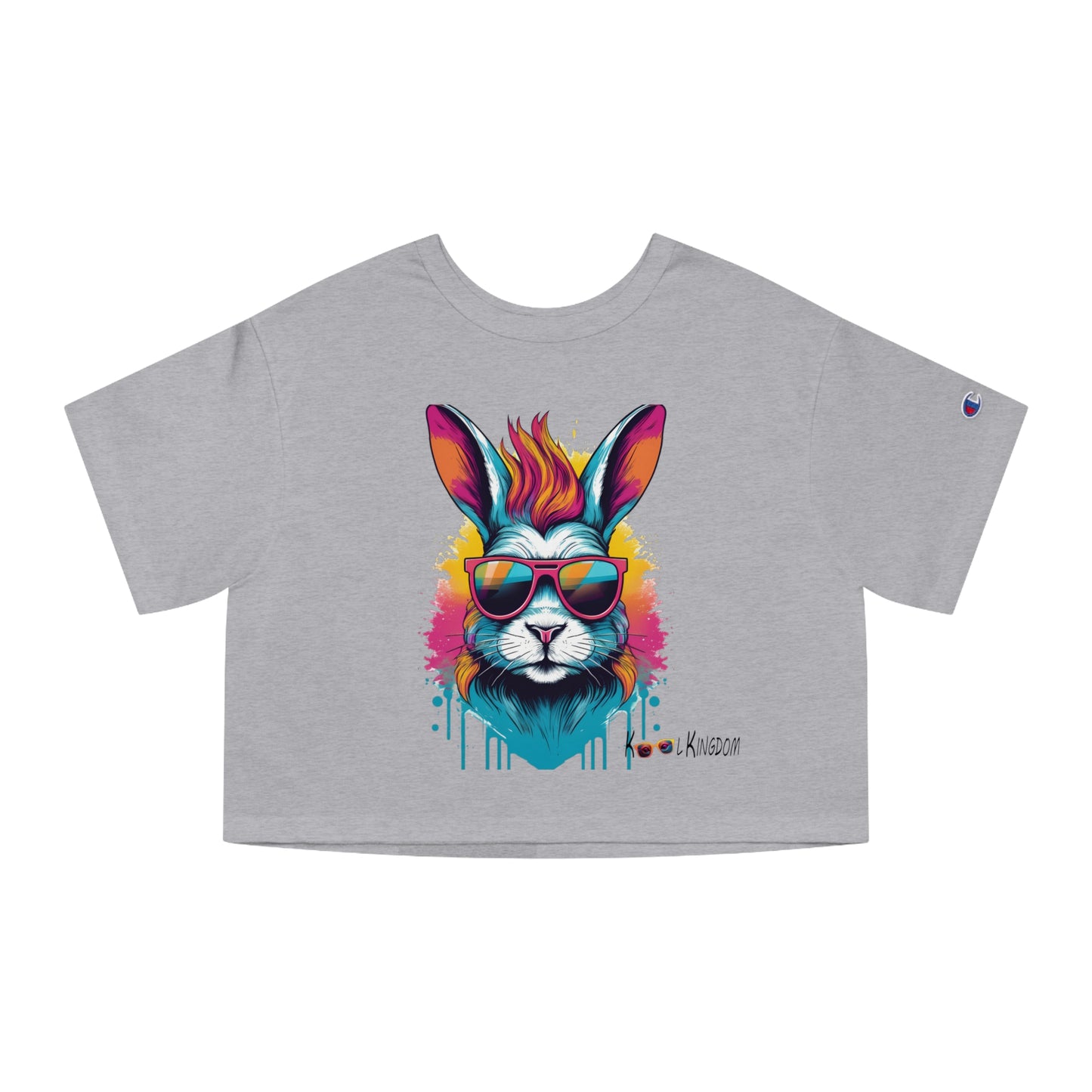 Cropped T-Shirt with Psychedelic Rabbit Design | Kool Kingdom Collection