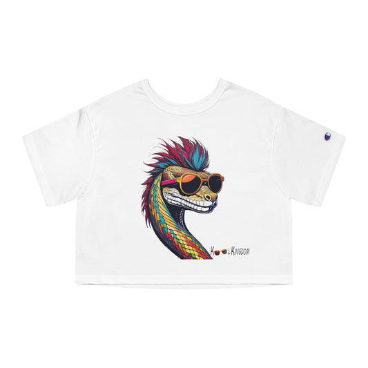 Cropped Tee - Psychedelic Snake with Sunglasses