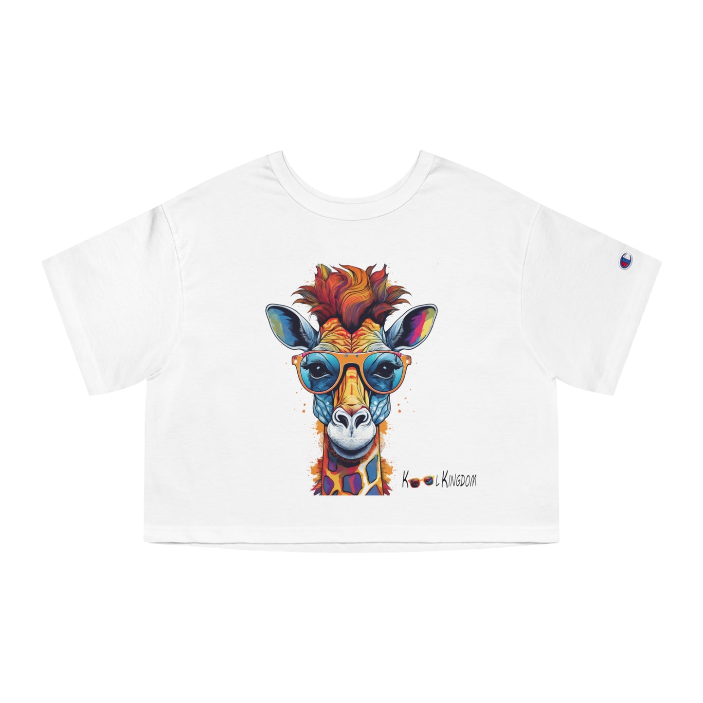 Cropped T-Shirt - Psychedelic Giraffe with Sunglasses