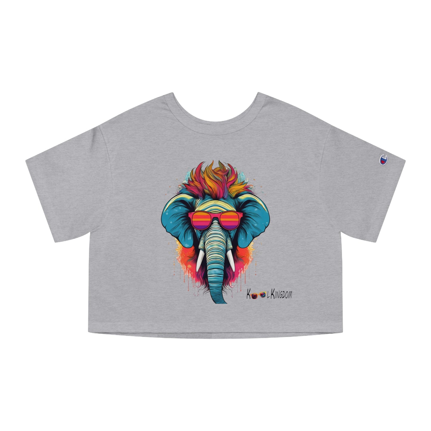 Cropped T-Shirt - Psychedelic Elephant with Sunglasses