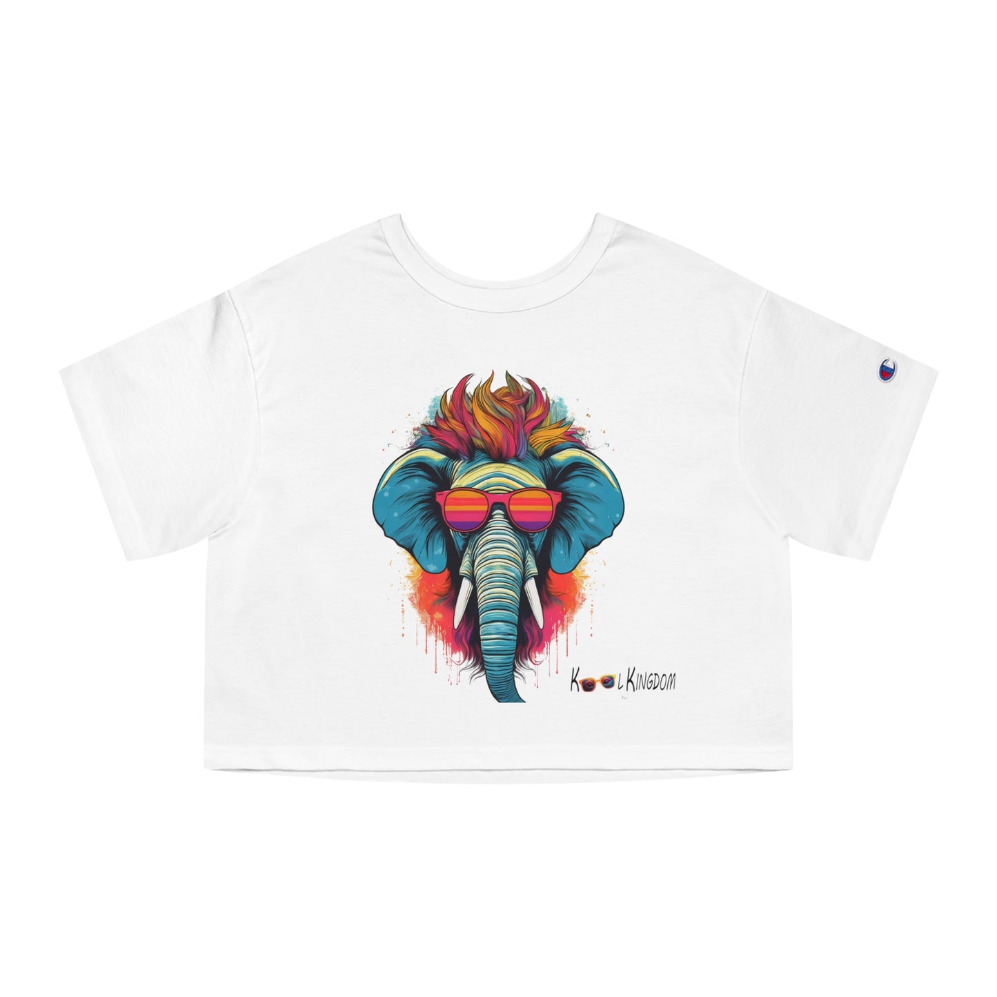 Cropped T-Shirt - Psychedelic Elephant with Sunglasses