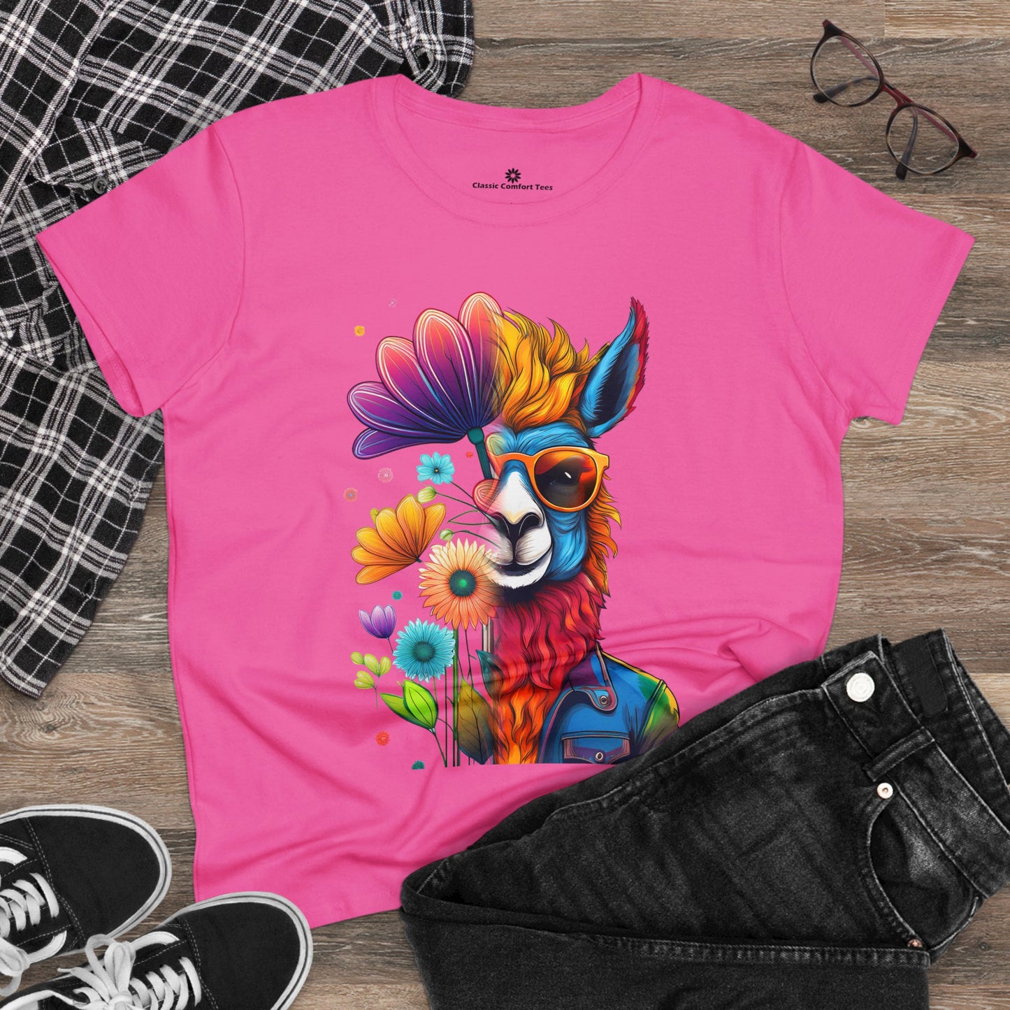 Women's T-Shirt - Kool Flower Llama