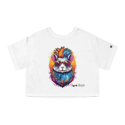 Cropped T-Shirt - Psychedelic Gerbil with Sunglasses